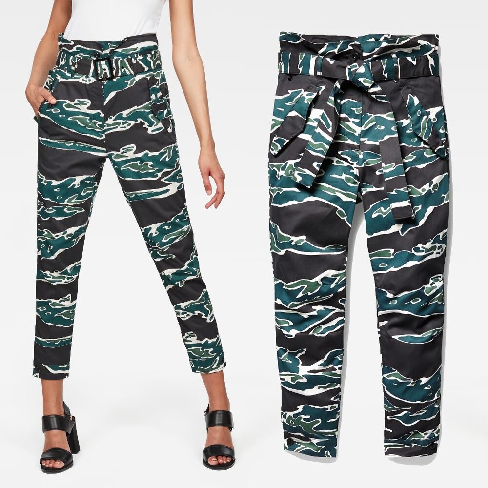 NEW G-Star RAW High Waist Paperbag  Twill Military Pants Trousers, W26 L32